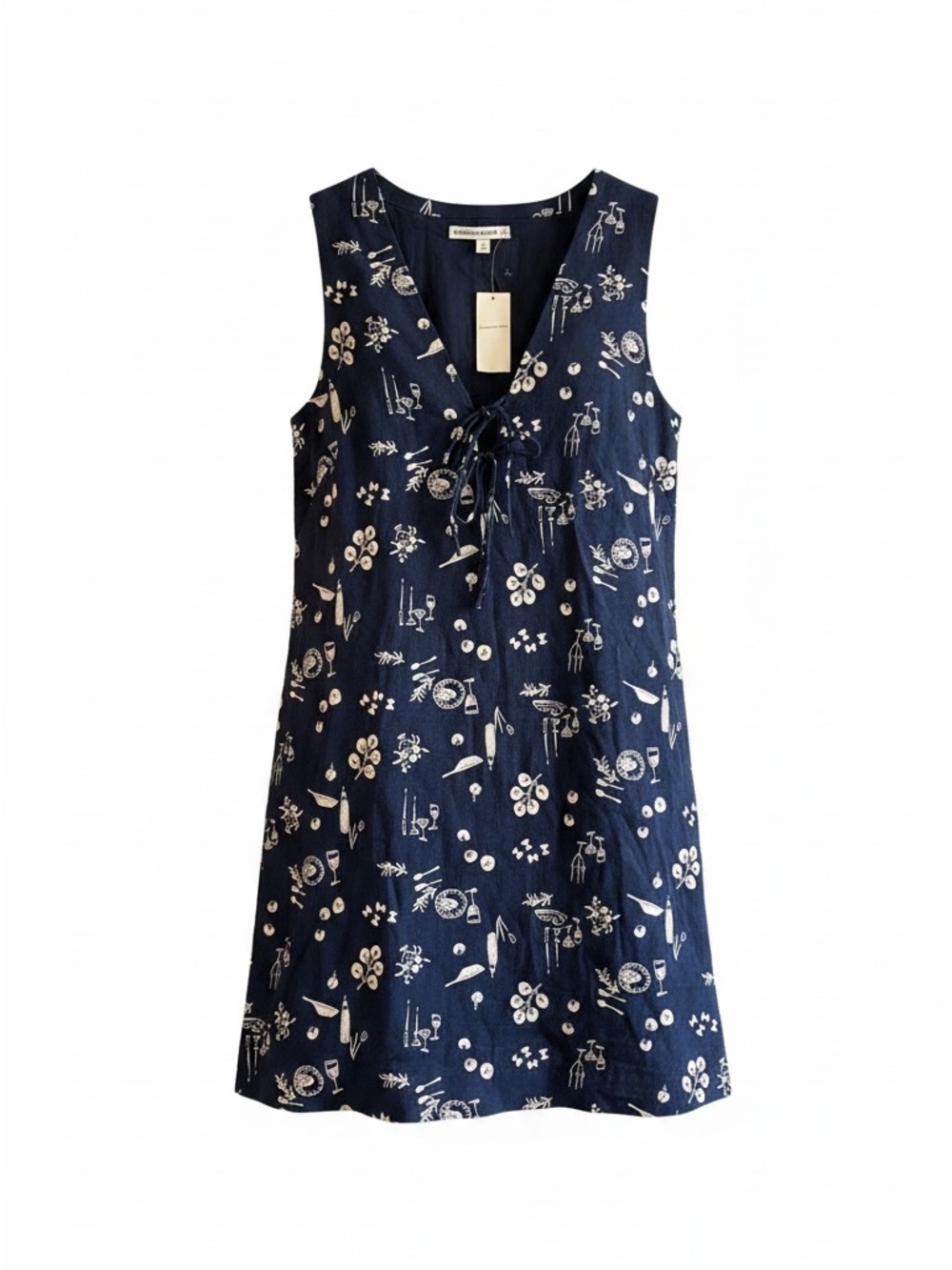 Abercrombie & Fitch Navy Blue Floral Sleeveless Tie-Front Dress
